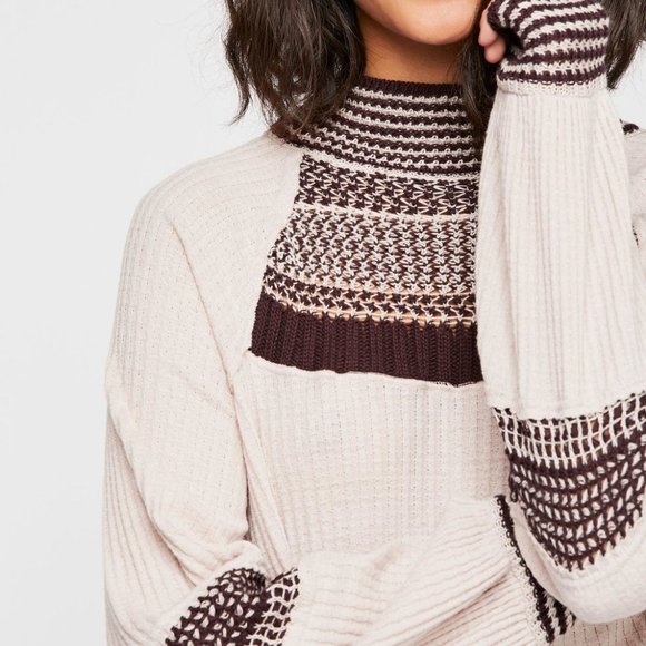 Free People Snow Day Thermal Tunic Top Knitted Sleeves - Picture 1 of 13
